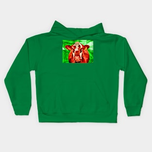 Cow in Green Kids Hoodie